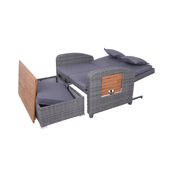 Сив градински диван от изкуствен ратан Bari – Garden Pleasure-image-3