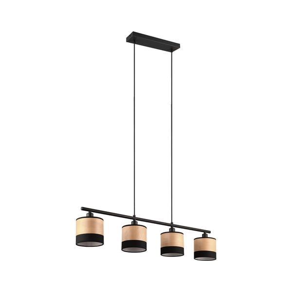 Висяща лампа в черен и естествен цвят Bolzano - Reality-image-3