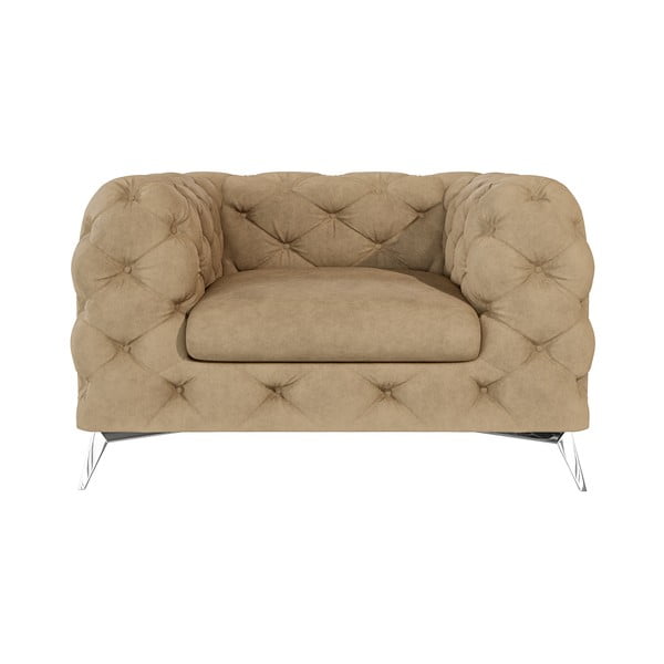 Светлокафяво кадифено кресло Chelsea – Ropez-image-1