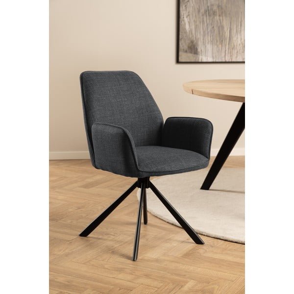 Тъмносиви тапицирани трапезни столове в комплект с подлакътници 2 бр. Glenda – Actona-image-2