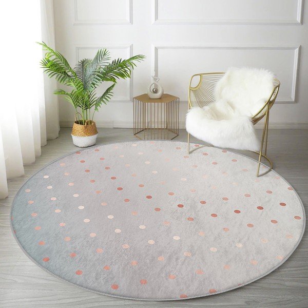 Сив кръгъл килим подходящ за пране и за прахосмукачки роботи ø 80 cm Comfort – Mila Home-image-4