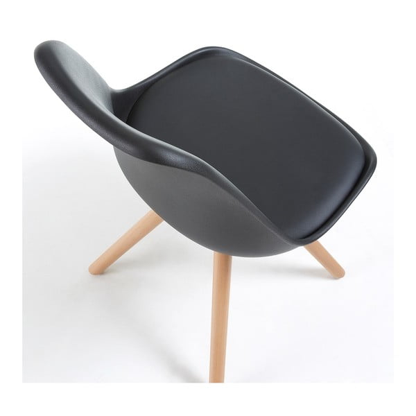 Черен стол с букови крака Lumos - Bonami Essentials-image-2