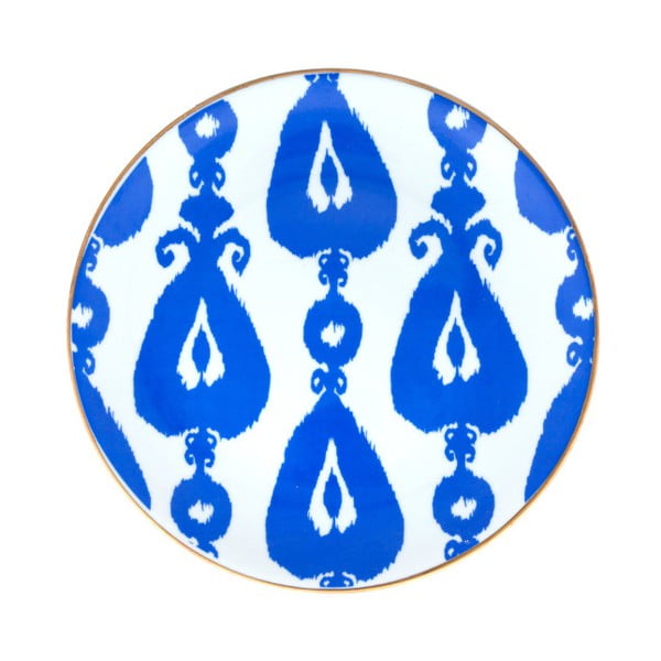 Modrobílý porcelánový talíř Vivas Ikat Bead, Ø 23 cm