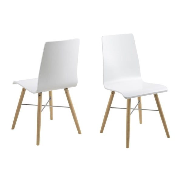 Бял трапезен стол с крака от каучуково дърво Milton - Actona