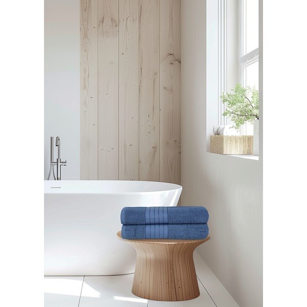 Сини памучни хавлиени кърпи в комплект от 2 бр. от тери 70x140 cm – Good Morning-image-2