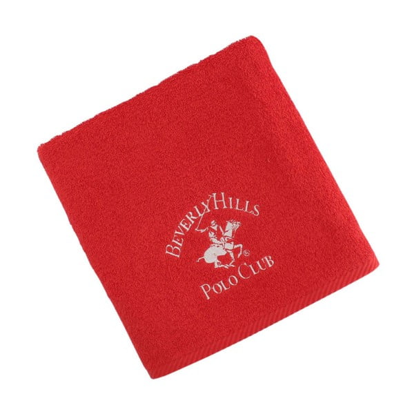 Červený bavlněný ručník BHPC, 50x100 cm