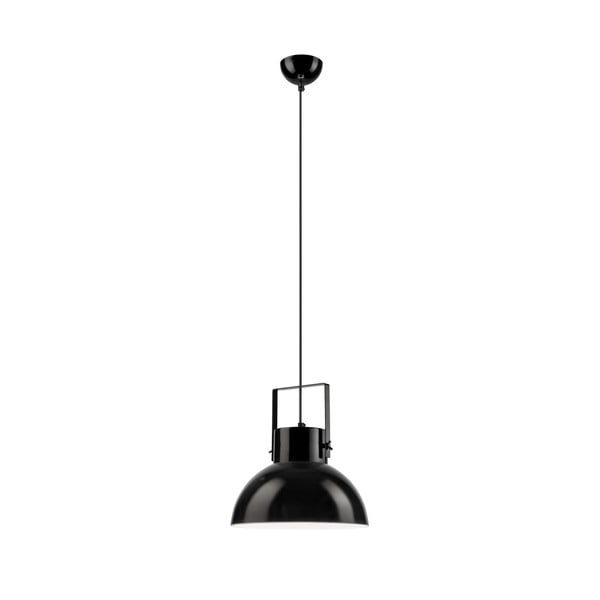 Черна висяща лампа с гланц и стъклен абажур ø 30 cm Kira - LAMKUR
