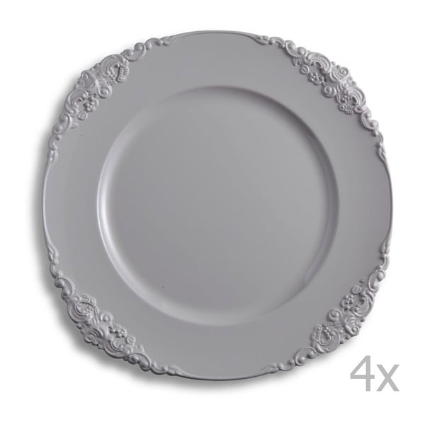 Sada čtyř šedých talířů Brandani Elegance