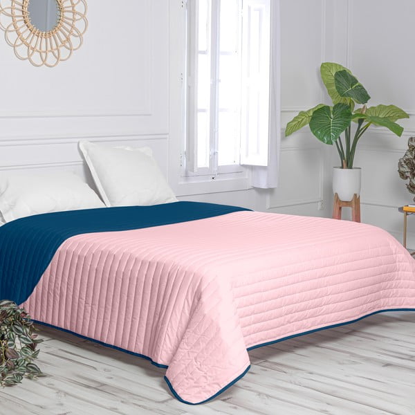 Синьо и розово памучно ватирано покривало за легло 240x260 cm Dash - Happy Friday