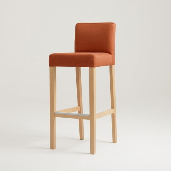 Oranžová barová židle s bukovými nohami Wilton 87