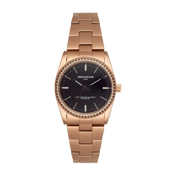 Unisex hodinky zlaté barvy s černým ciferníkem Zadig & Voltaire
