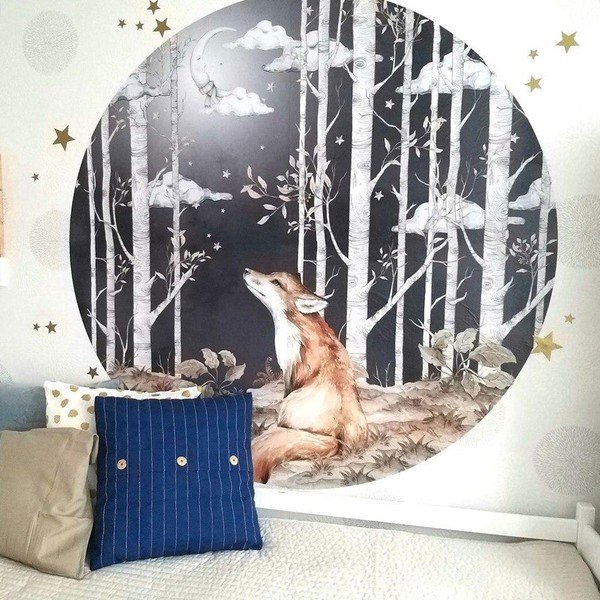 Детски стикер за стена , ø 150 cm Fox in a Circle - Dekornik-image-2