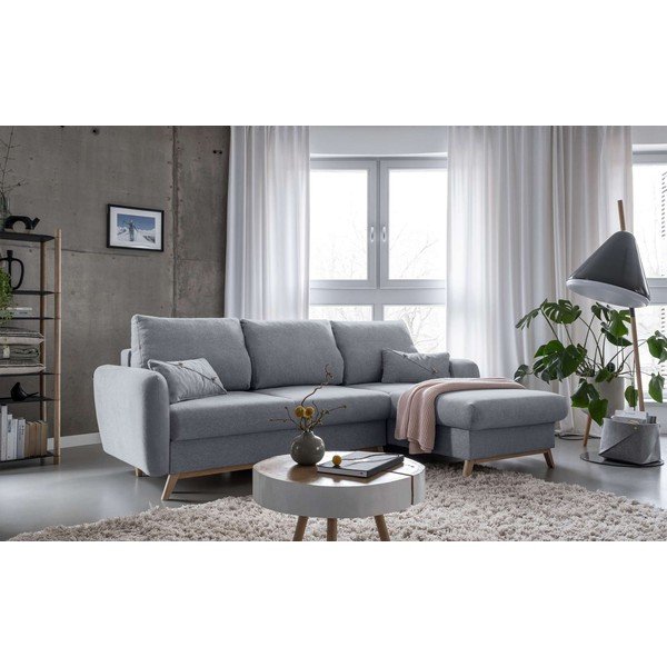 Светлосив ъглов разтегателен диван, десен ъгъл Scandic Lagom - Miuform-image-3