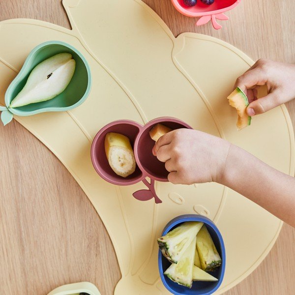 Жълти/зелени силиконови детски купички 2 бр. Lemon & Pear – OYOY Mini-image-1