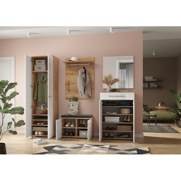 Дъбов шкаф за обувки в бял\естествен цвят Aledo - Germania-image-4