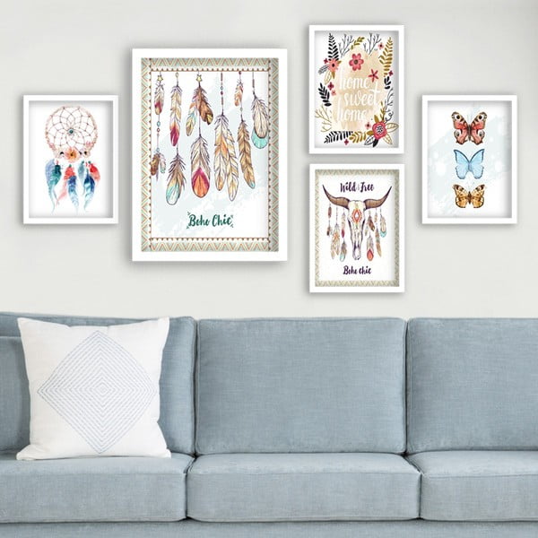 Картини в комплект от 5 бр. Boho - Wallity-image-1