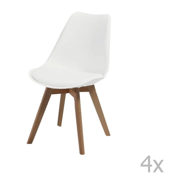 Sada 4 bílých jídelních židlí Evergreen House Eco