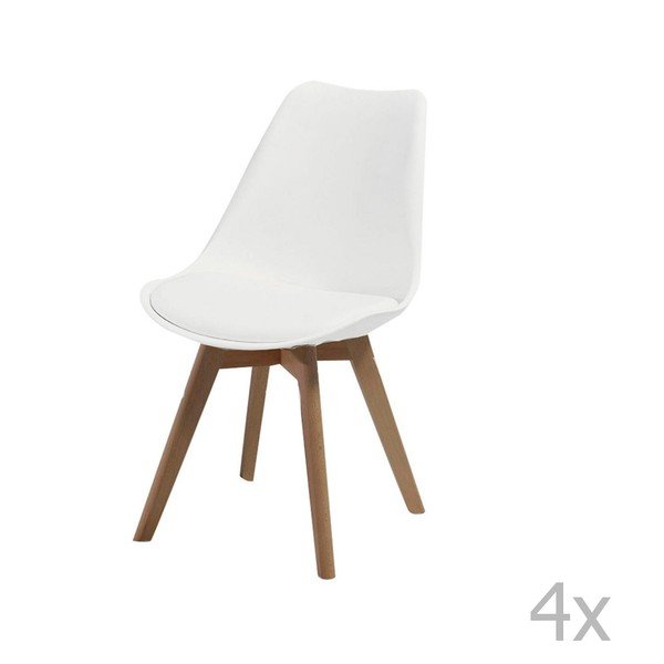 Sada 4 bílých jídelních židlí Evergreen House Eco
