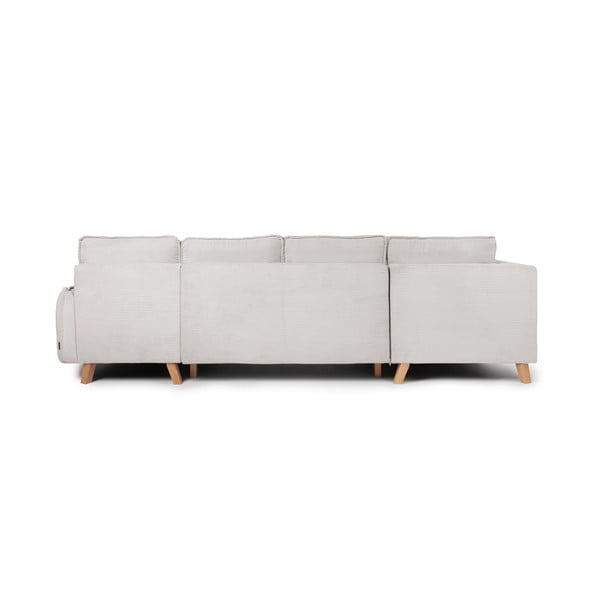 Бежов сгъваем ъглов диван от рипсено кадифе (ляв ъгъл/"U" форма) Tori – Bonami Selection-image-4