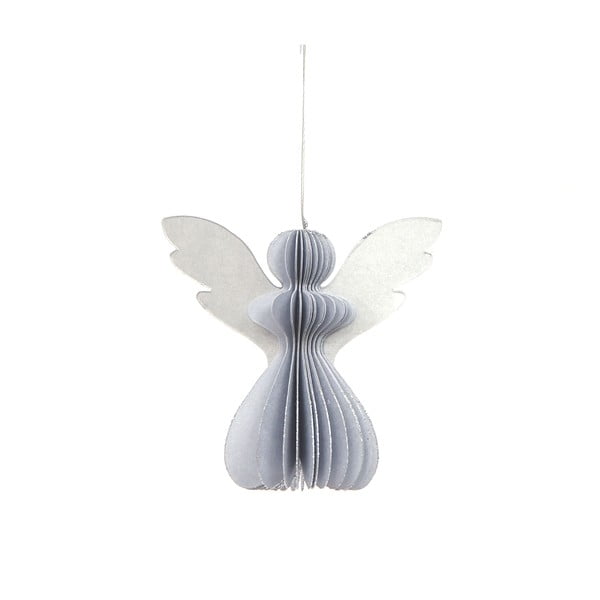 Хартиена коледна украса във формата на ангел в сребристо , 12,5 x 7,5 cm - Only Natural