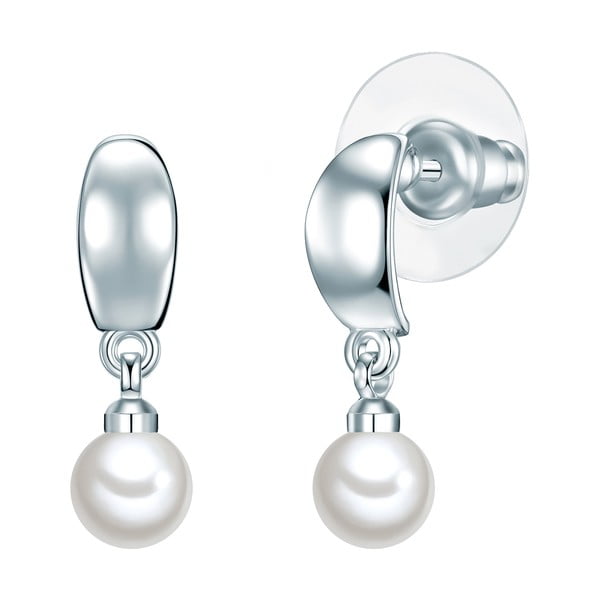 Náušnice s bílou perlou Perldesse Fea, ⌀ 0,6 cm