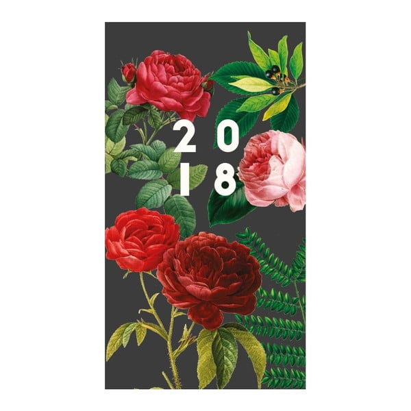 Úzký diář pro rok 2018 Portico Designs Roses, A5