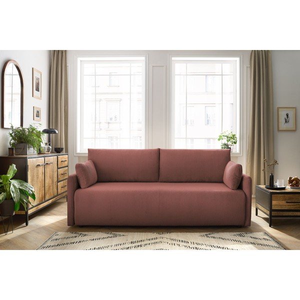 Розов разтегателен диван от рипсено кадифе 211 cm Marcel – Bobochic Paris-image-1