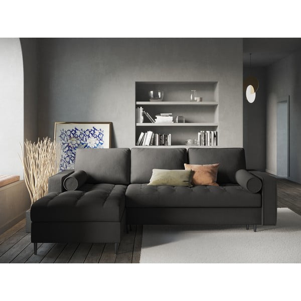 Тъмно сив ъглов разтегателен диван , ляв ъгъл Santo - Milo Casa-image-1