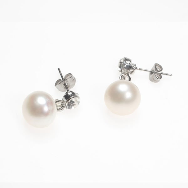 Náušnice s bílou perlou a krystalem od Lucie Markové