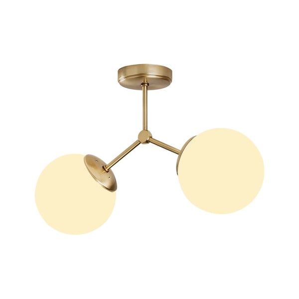 Бяло/в месингов цвят осветително тяло за таван със стъклен абажур 15x44 cm Damar – Opviq lights-image-2