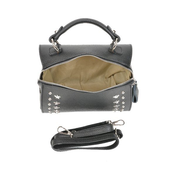 Черна кожена чанта Chiara - Mangotti Bags-image-4