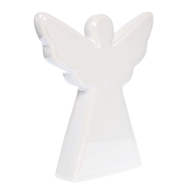 Бяла керамична декорация Ангел, височина 15 см - Ewax