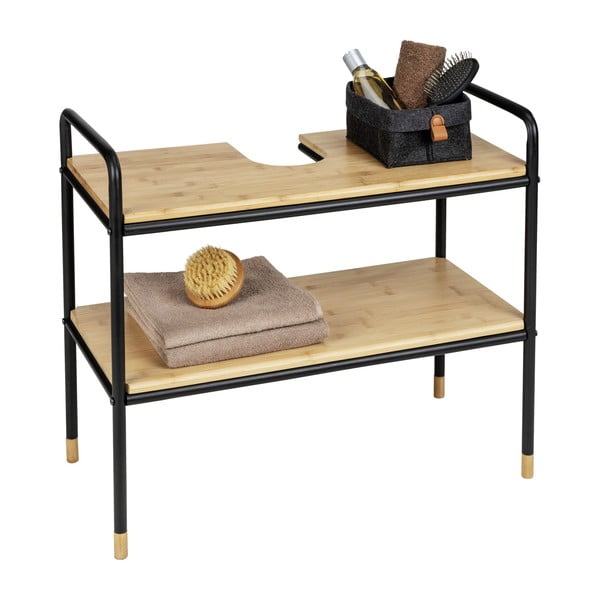 Черен/естествен бамбуков шкаф под умивалника 70x60 cm Loft - Wenko-image-1