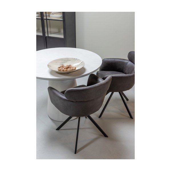 Тъмнокафяв тапициран трапезен стол с подлакътници Fenne – WOOOD-image-1