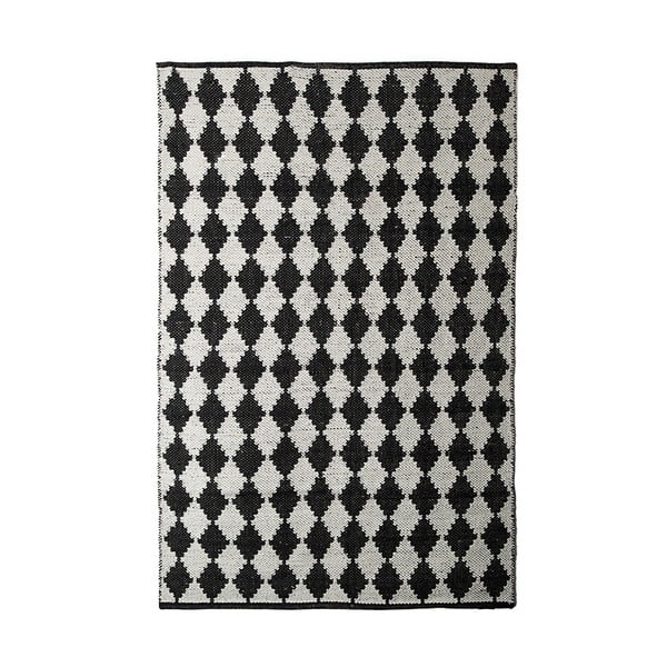 Черно-бял памучен ръчно тъкан килим Pipsa Diamond, 140 x 200 cm - TJ Serra