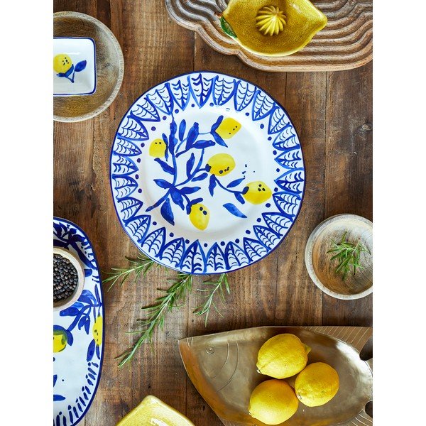 Бяла/синя глинена чиния за сервиране ø 27 cm Maxima – Bloomingville-image-2