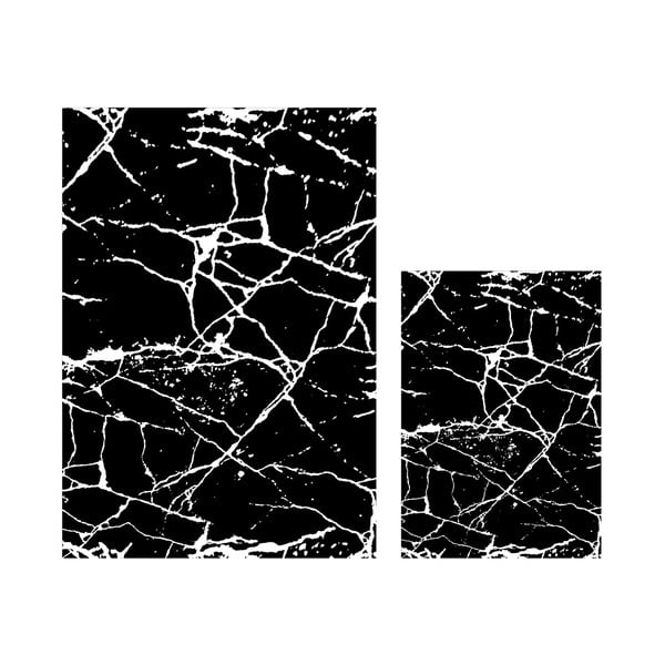 Бели/черни килими за баня в комплект 2 бр. 60x100 cm Cracks – Mila Home