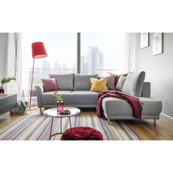 Светлосив ъглов разтегателен диван, десен ъгъл Lovely Annie - Miuform-image-1