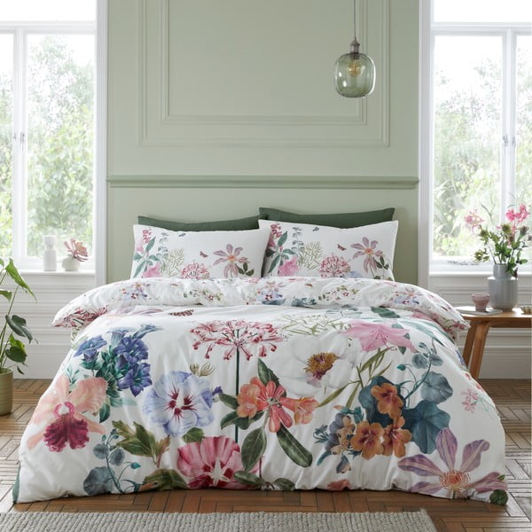Розово и бяло памучно спално бельо за двойно легло 200x200 cm Exotic Garden - RHS