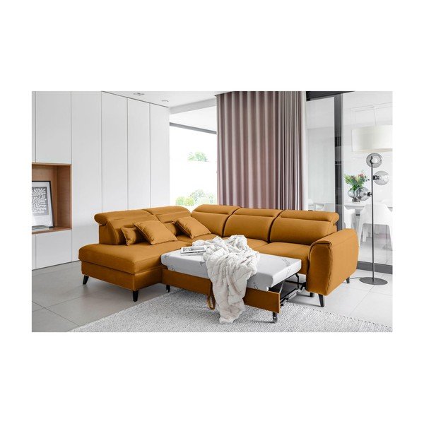 Жълт кадифен разтегателен ъглов диван с място за съхранение (ляв ъгъл L форма) Noble – ELTAP-image-4