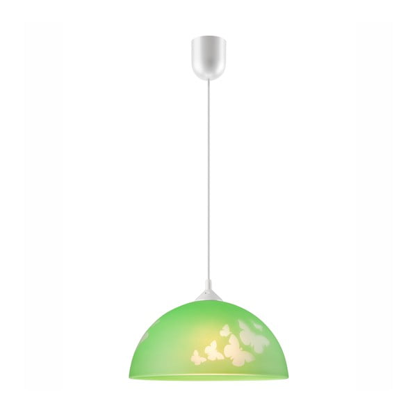 Зелена детска лампа със стъклен абажур ø 30 cm Mariposa - LAMKUR