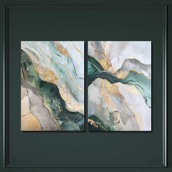 Картини с ръчно рисувани елементи в комплект от 2 бр. 50x70 cm Aventurine – Styler-image-3