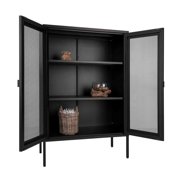 Черен метален шкаф 80x120 cm Melbourne - House Nordic-image-3