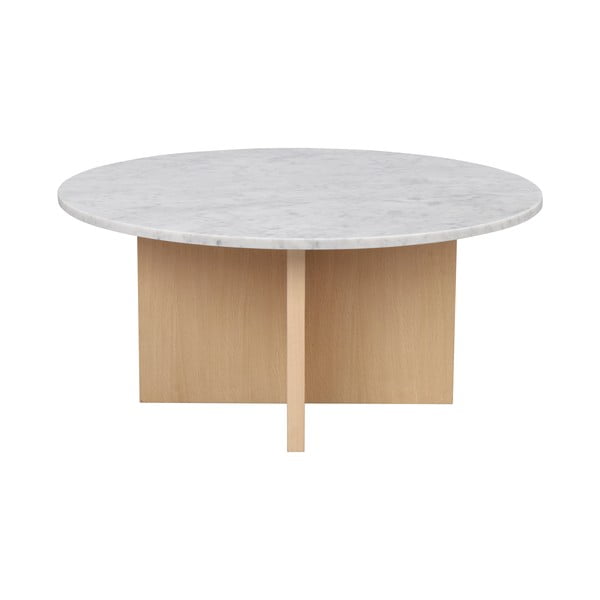 Бяла мраморна кръгла масичка за кафе 90x90 cm Brooksville - Rowico-image-3