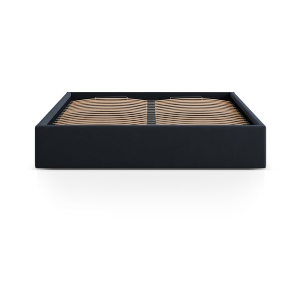 Тъмносиньо двойно легло 180x200 cm тапицирано с място за съхранение/без табла с включена подматрачна рамка Susan – Micadoni -image-2