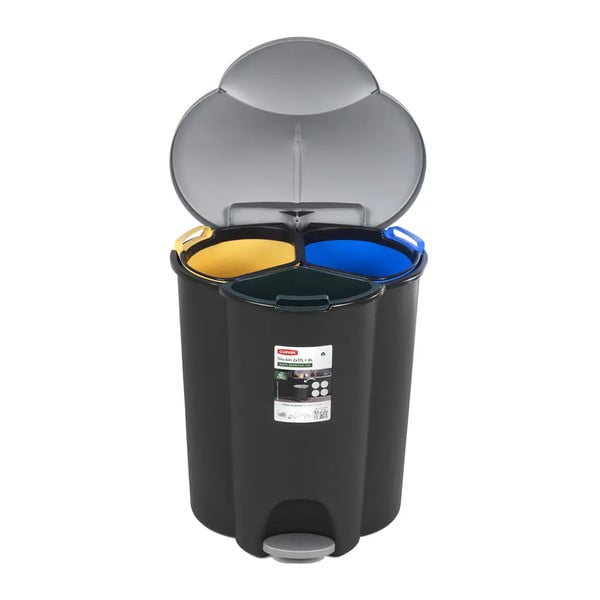 Пластмасов контейнер за сортирани отпадъци/педал 17+17+6 l Trio - Curver-image-2