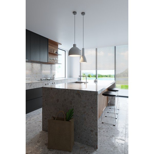 Светлосиво висящо осветително тяло с бетонов абажур ø 17 cm Mattia – Sollux-image-3