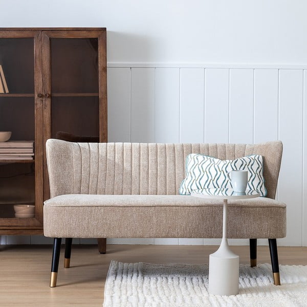 Бежов шенилов диван 134 cm Glam – Ixia-image-1