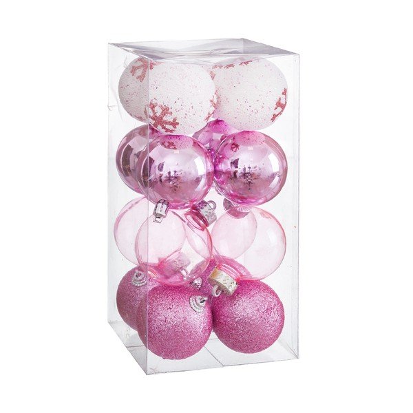 Комплект от 16 коледни декорации в розово Unimasa Пяна, ø 6 см - Casa Selección