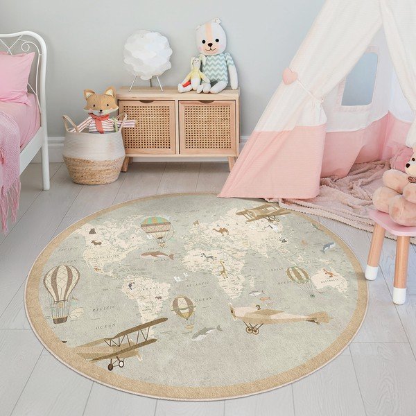Детско килимче за игра подходящо за пране ø100 cm Vintage World – Mila Home-image-2